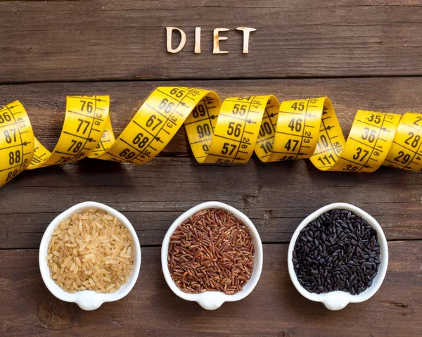 Variedad de arroz y palabra Dieta —  Fotos de Stock
