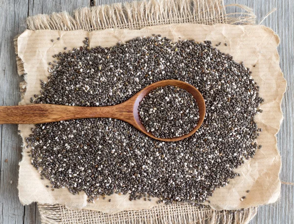 Chia seeds with a spoon — Stock Photo, Image
