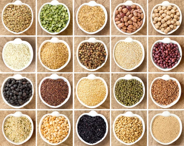 Collage of legumes and cereals — Stock Photo, Image