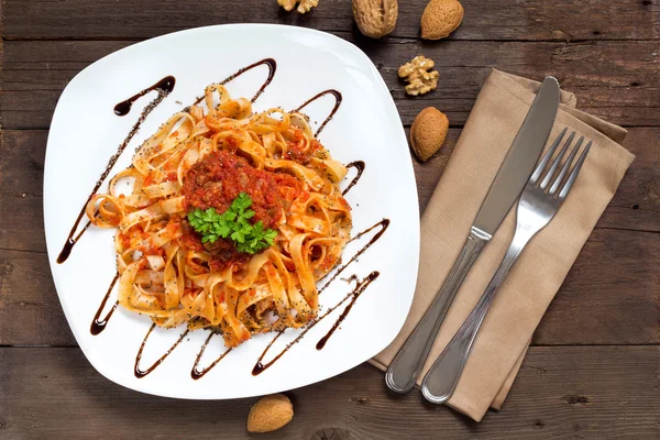 Tagliatelle with bolognese sauce — Stock Photo, Image