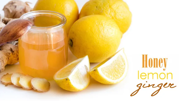 Honey, lemon and ginger — Stock Photo, Image