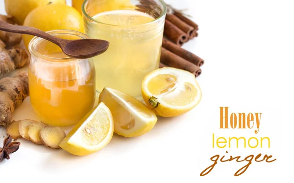 Honey, lemon and ginger tonic — Stock Photo, Image