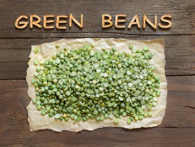 Bir kelime ile kurutulmuş yeşil bezelye