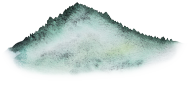 Mavi dağların panoramik görüntüsünün suluboya çizimi, kopyalama alanı. Noel partisi tasarımı ve kış düğün davetiyeleri için elle çizilmiş bir unsur. Desenli kağıt