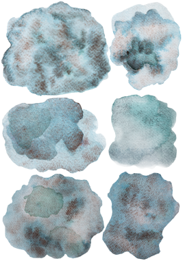 Suluboya mavisi yeşil noktalar, çizimler izole edilmiş. Düğün ve parti tasarımı için el boyaması soyut öğe, tatil el işi ve baskı