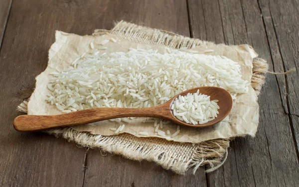 Basmati rice with a spoon — Stock Photo, Image