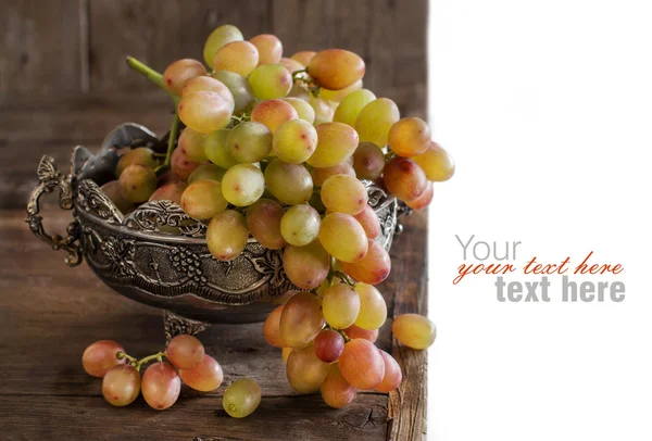 Grapes in silver bowl — Stock Photo, Image