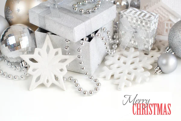 Decorações de Natal de prata — Fotografia de Stock