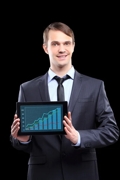 Businessman Showing Graph On Digital Tablet — Stock Photo, Image