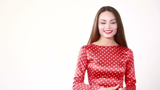 Fashion retro girl. woman seductive moves. on a white background — Stock Video