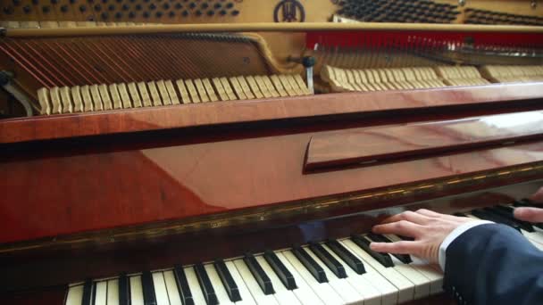 Spela piano. man spelar piano — Stockvideo