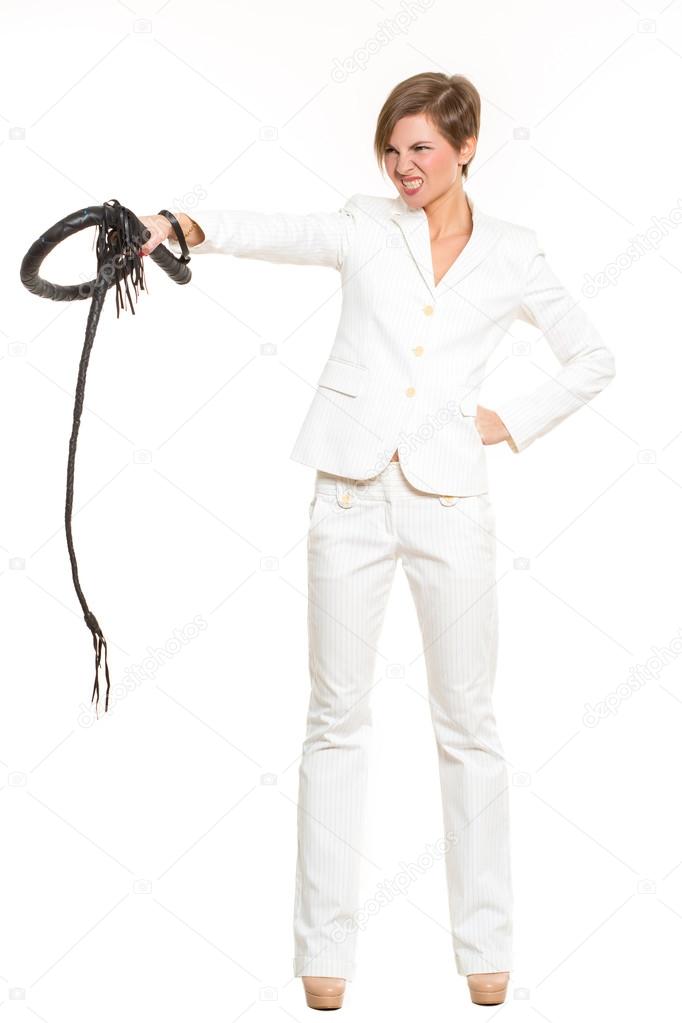 Business woman with a whip in her hands. Stock Photo by ©kopitin 118633716