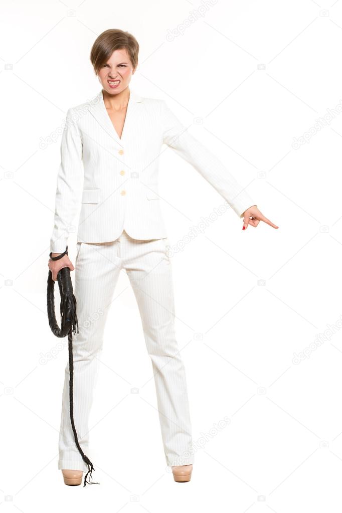 Business woman with a whip in her hands. Stock Photo by ©kopitin 118633790