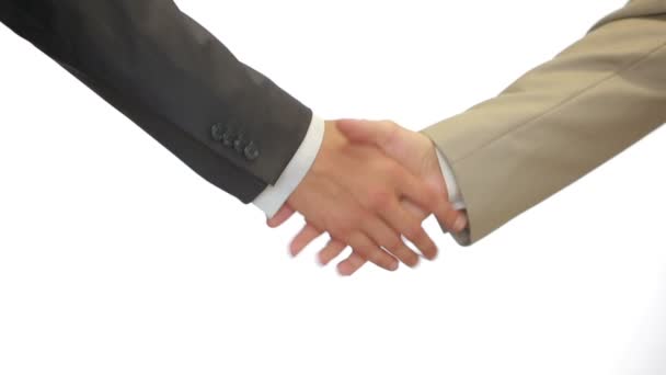 A Business Handshake with White Background, Two men shake hands — Stock Video