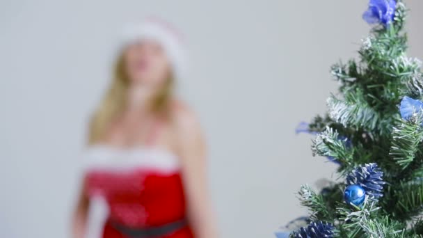 Sexy Santa Girl caresses herself. sex games. erotic dance — Stock Video
