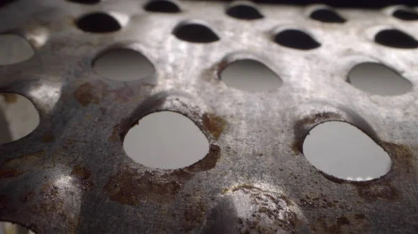 Extreme close-up, detailed. metal grater. copy space — Stock Photo, Image