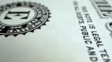 Son derece yakın plan, detaylı. Bir dolarlık banknot. iş ve finans kavramı
