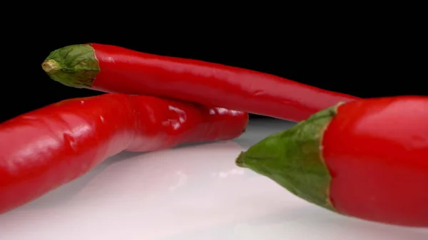 Extreme close-up. detailed. hot red pepper on a dark background — Stock Photo, Image