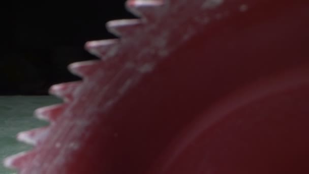 Extremely close-up, detailed. crown, round drill bit for cutting holes — Stock Video