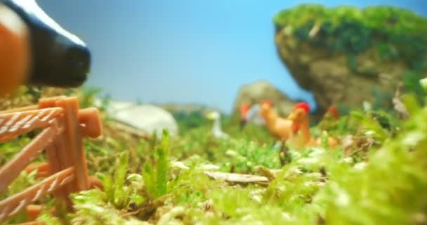 モスクと草の中の家畜モデルの詳細な極端なクローズアップ — ストック動画