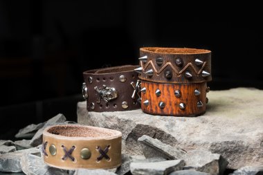 bracelets with spikes and skulls clipart