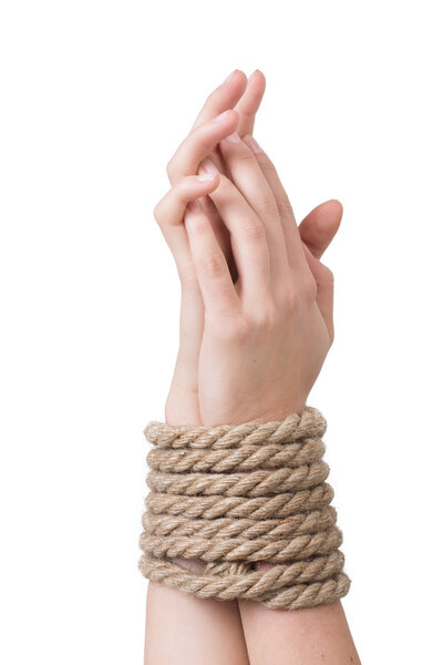 Tied hands, isolated  white