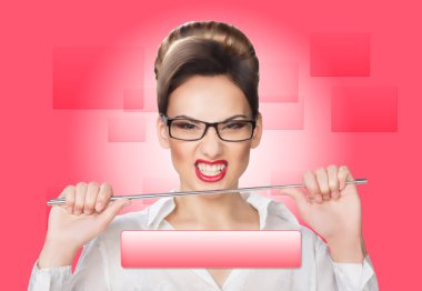 aggressive woman with a pointer. concept clipart