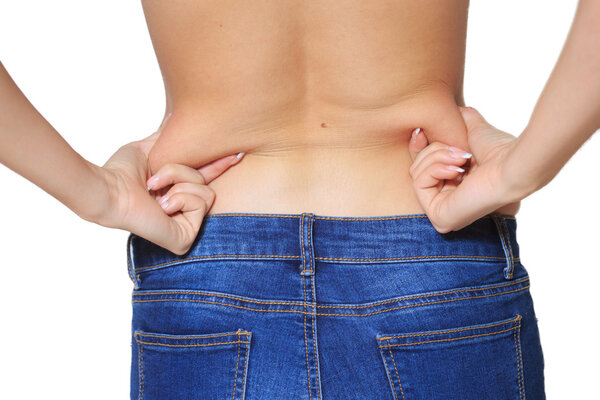 Fat woman isolated over white