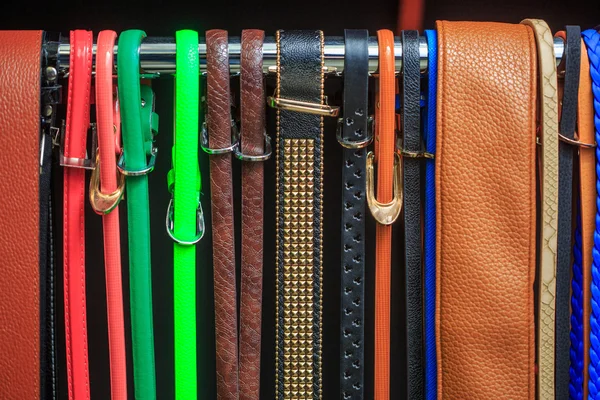 Collection of Colorful  Belts on Rack — Stock Photo, Image