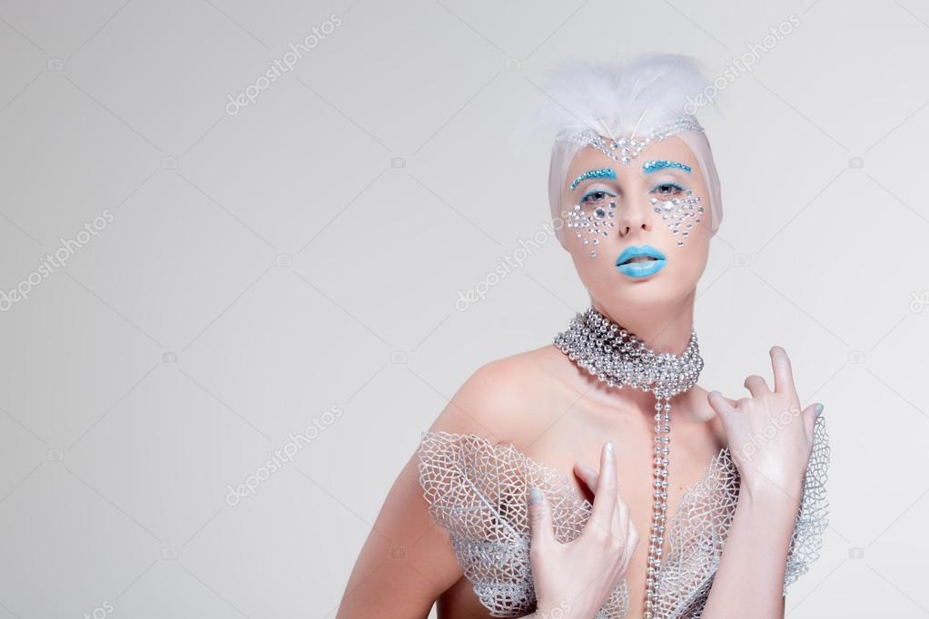 portrait of beautiful girl with diamonds