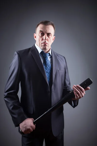 Male gangster with baseball bat — Stock Photo, Image