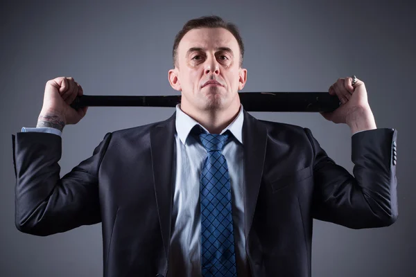 Male gangster with baseball bat — Stock Photo, Image