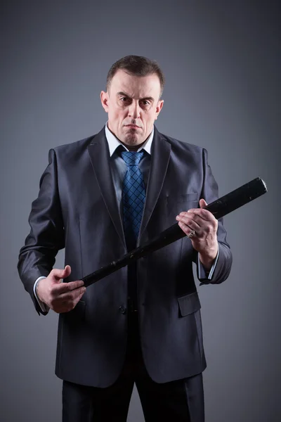 Male gangster with baseball bat — Stock Photo, Image