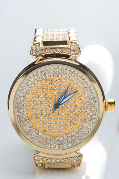 Gold watch with diamonds — Stock Photo, Image