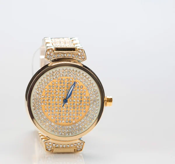 Gold watch with diamonds — Stock Photo, Image