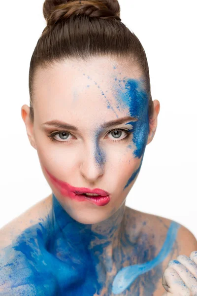 Krásná žena. make-up barevné malování malování, — Stock fotografie