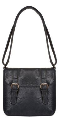 Siyah deri çanta ile iki tokalar