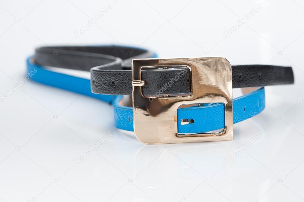 black blue belt with double buckle