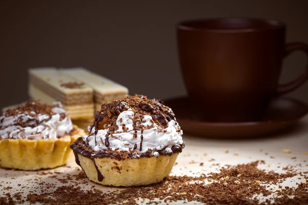 Cup of coffee and Cake on a table — Stock Photo, Image