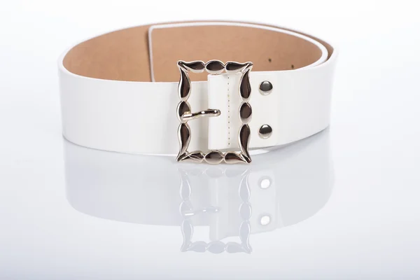 Thin white female belt buckle with fine — Stock Photo, Image