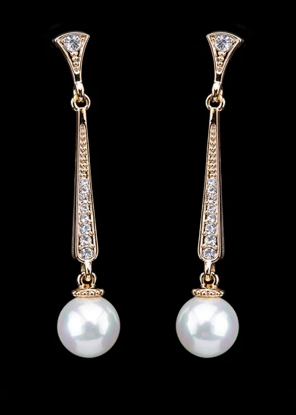 Pear Diamonds pearl Earrings — Stock Photo, Image