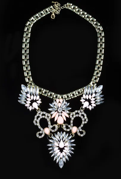 Luxury necklace on black stand — Stock Photo, Image
