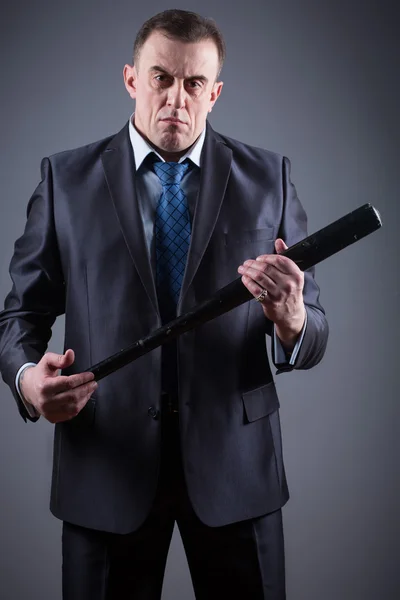 Male gangster with baseball bat — Stock Photo, Image