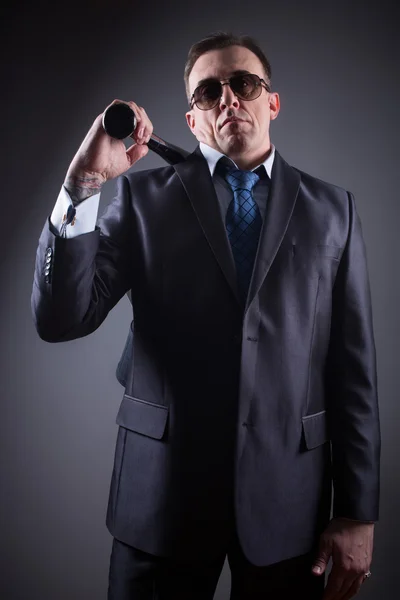 Male gangster with baseball bat — Stock Photo, Image