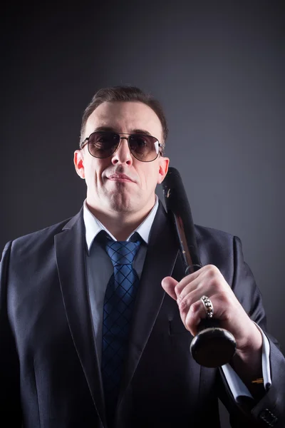 Male gangster with baseball bat — Stock Photo, Image