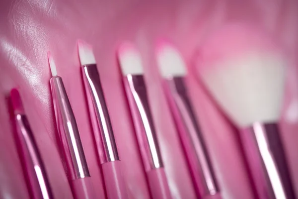 Roze professionele kosmetische borstel — Stockfoto