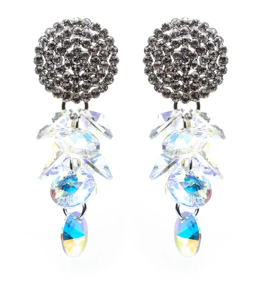 Earrings with blue stones on the white — Stock Photo, Image