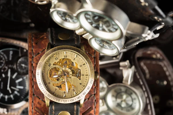 Unusual watches. several alternatives dials — Stock Photo, Image