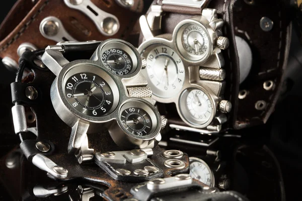 Unusual watches. several alternatives dials — Stock Photo, Image