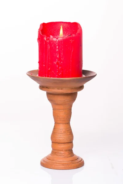 Rote Kerze isoliert auf weiß — Stockfoto